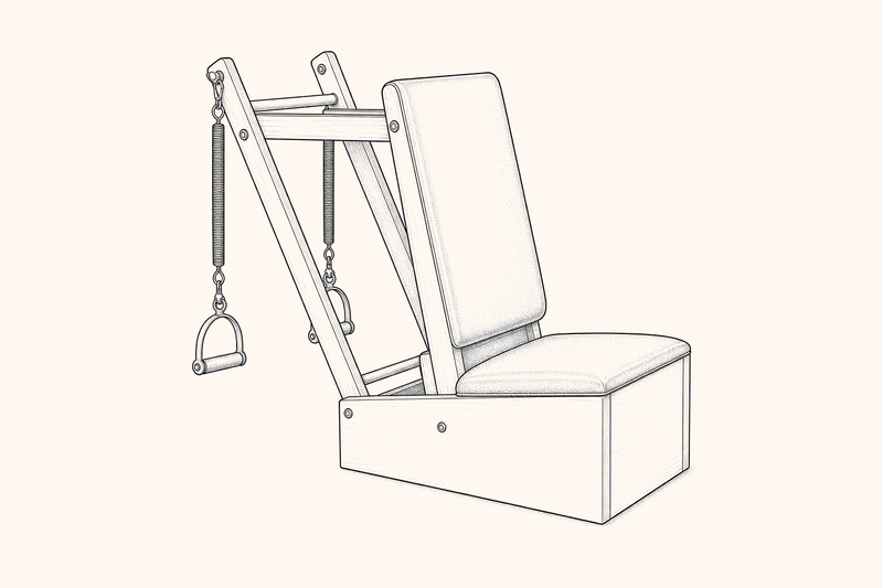Illustration of a Small Arm Chair: a short upholstered chair with a tall backrest and light springs anchored near the top of the backrest.